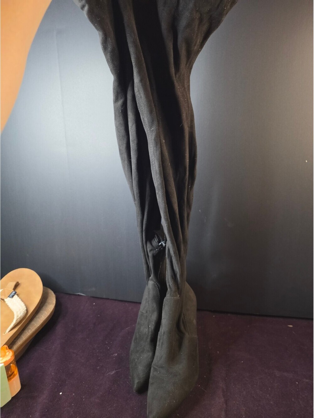 Venus Black Over-the-Knee Pointed Toe Stiletto Boots Size 7/M